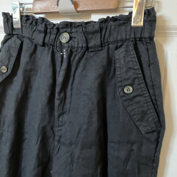 C&C California Linen Pants Womens S Black Straight Leg Minimalist Neutral - Picture 4 of 9